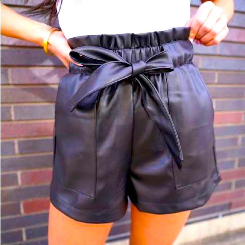 Faux Leather Shorts- Black